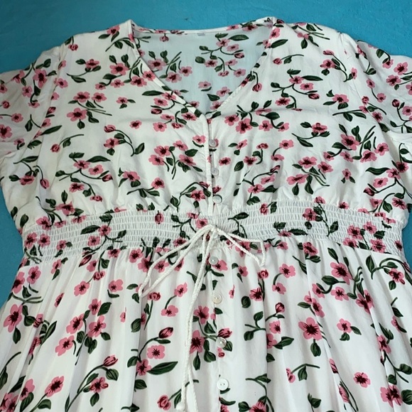 BEACH PARTY floral maxi dress smocked stretchy waist tassel strings size XXL - Picture 5 of 16